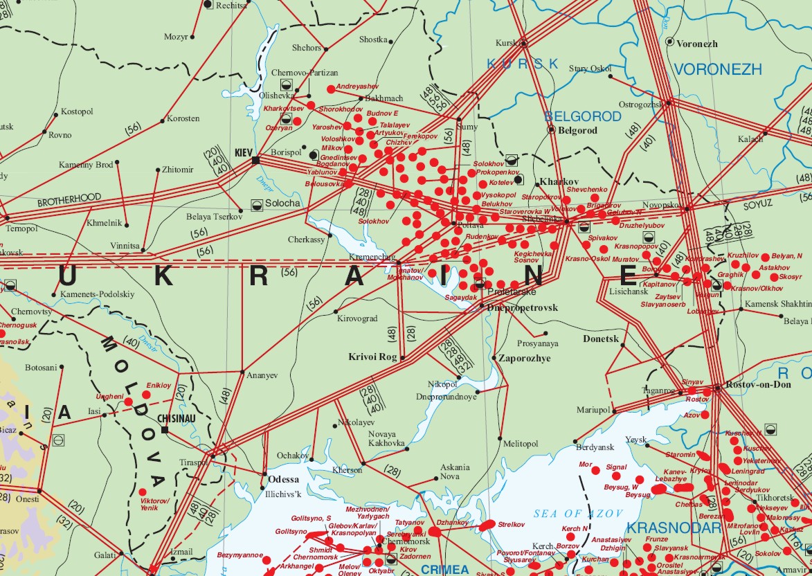 Natural gas transmission system of Ukraine, big juncture north-east of Donetsk and north of Rostov-on-Don is either in Luhan’sk or in Luhan’sk agglomeration. https://ic.pics.livejournal.com/leto_volodya/14971067/112681/112681_600.jpg